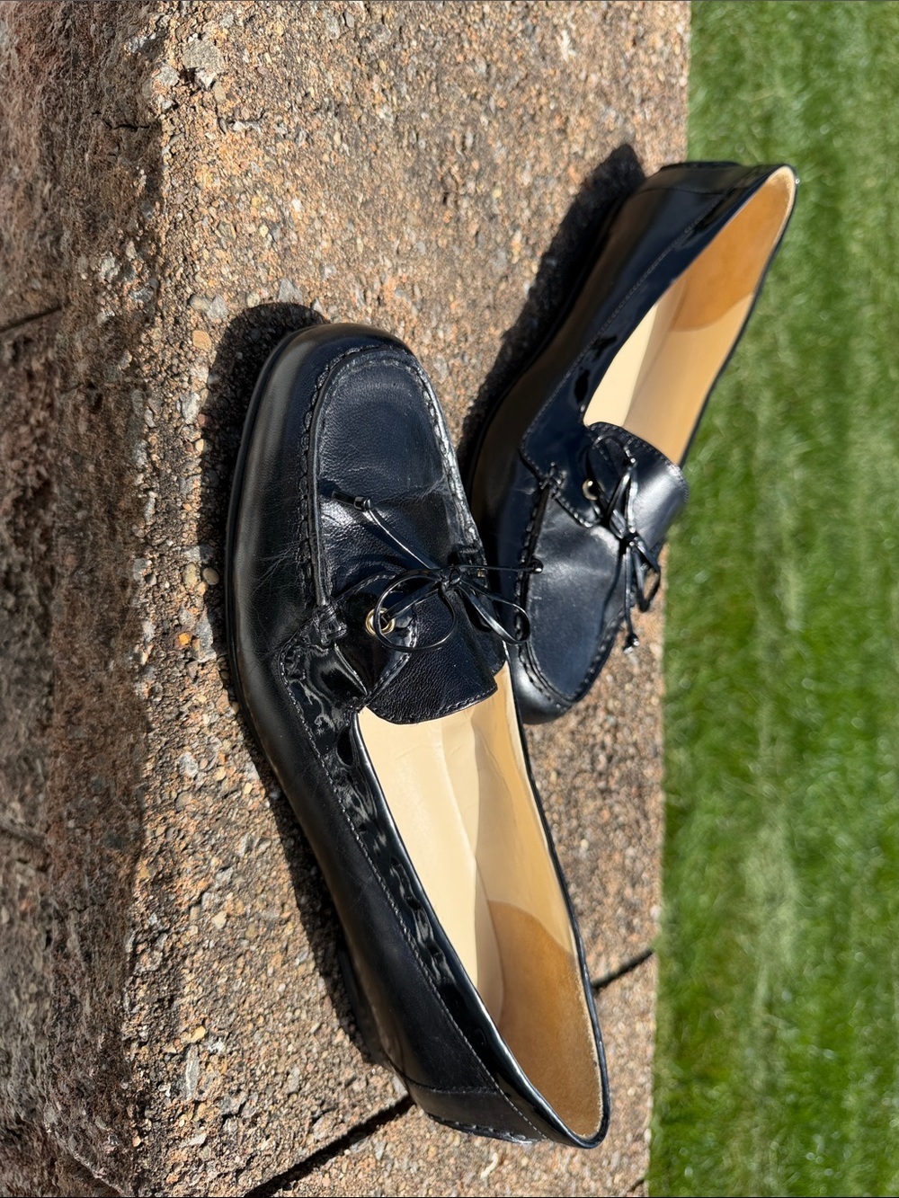 Lauren Ralph Lauren Black leather Slip-On Loafers with Bow Accent